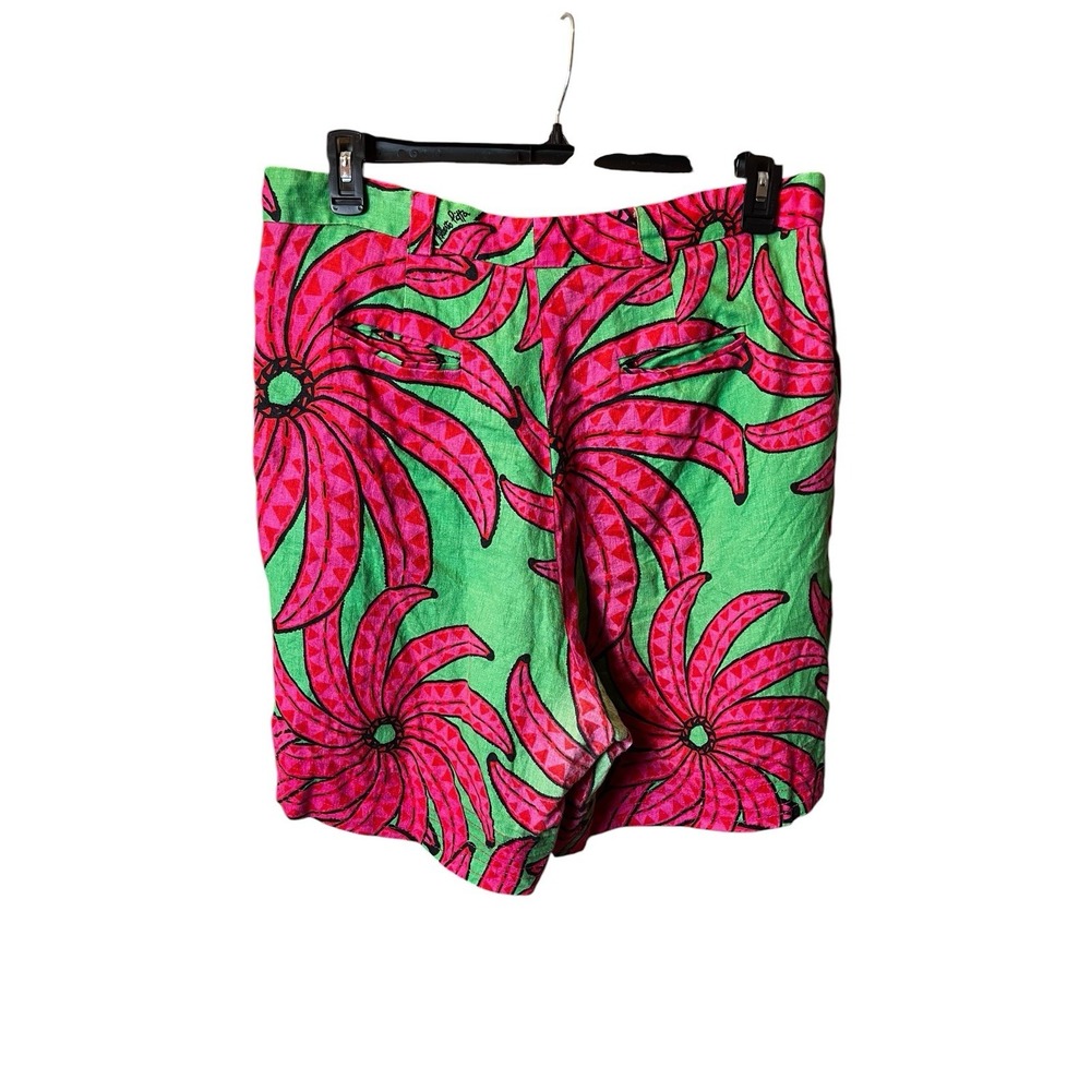 Farm Rio Banana Pitta Linen Shorts XL Pink Floral Tropical Summer Bermudas - Picture 3 of 8